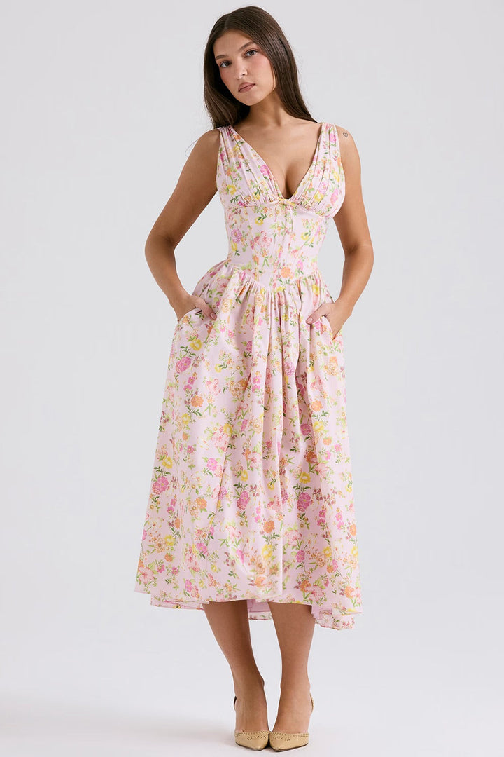 Rossalyn | Women's Floral Midi Dress for Summer - Image 2