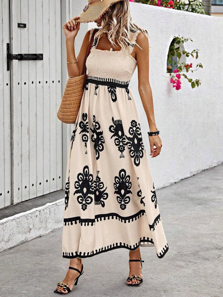 Rovaine | Women's Boho Printed Maxi Beach Dress - Cream - Image 3