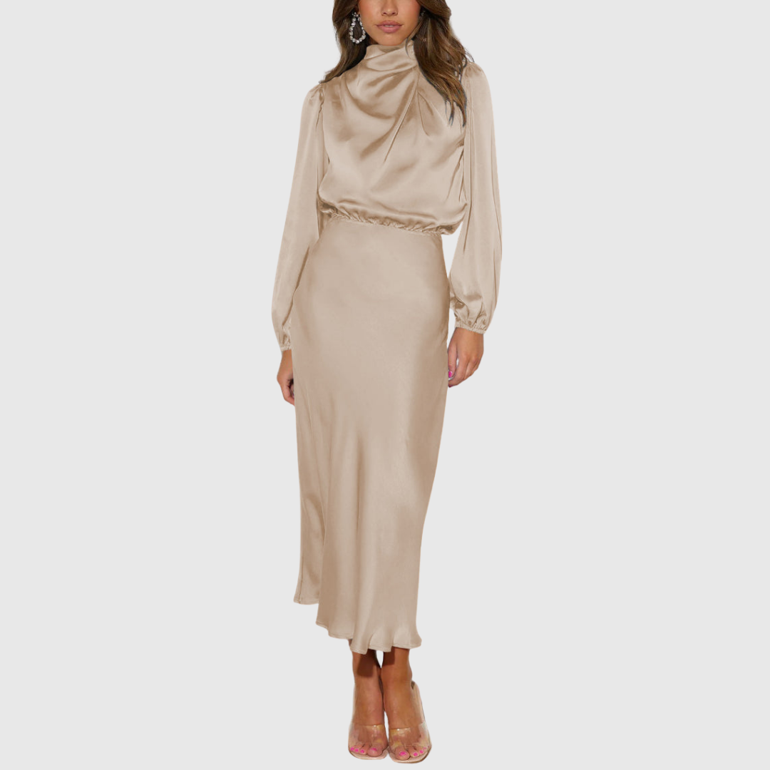 Rovana | Women's Wedding Guest Satin Midi Dress - Black - Image 3