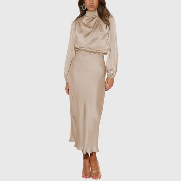 Rovana | Women's Wedding Guest Satin Midi Dress - Black - Image 3