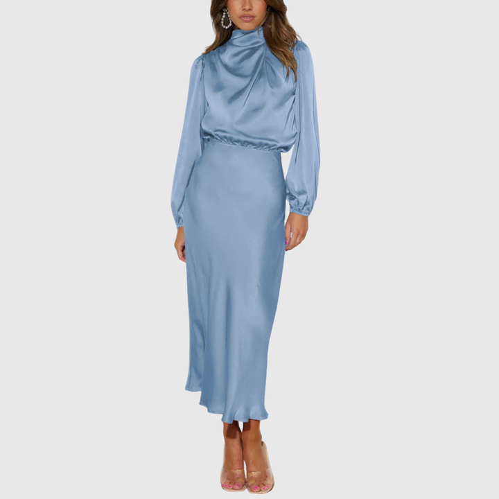 Rovana | Women's Wedding Guest Satin Midi Dress - Black - Image 4