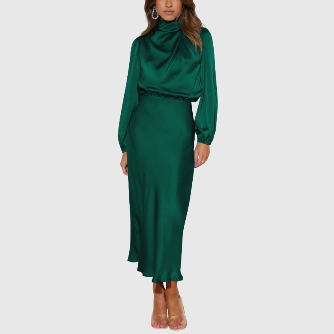 Rovana | Women's Wedding Guest Satin Midi Dress - Black - Image 5