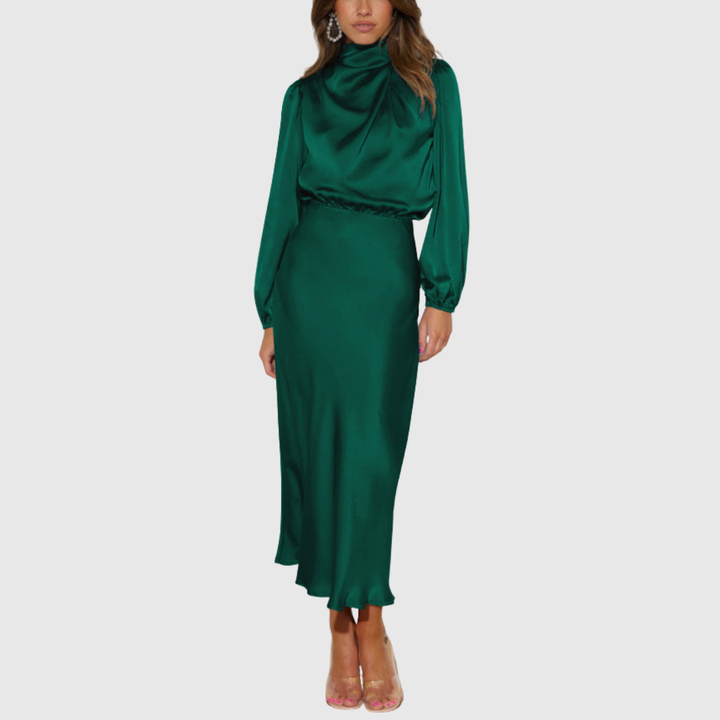 Rovana | Women's Wedding Guest Satin Midi Dress - Black - Image 5