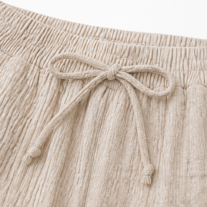 Ruvelle | Women's Crinkle Bermuda Shorts with Pockets - Beige - Image 7