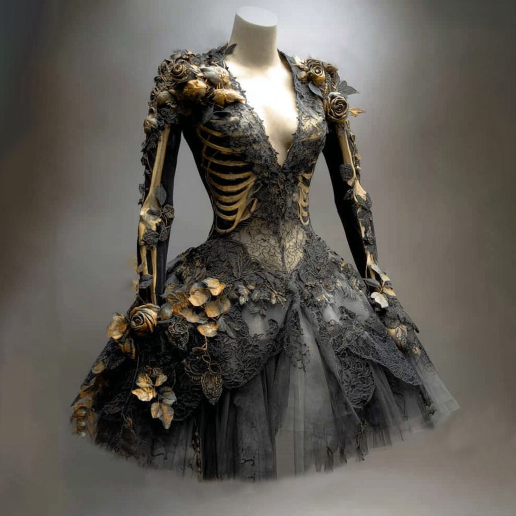 Ryndova | Women's Gothic Print Mini Dress - Image 1