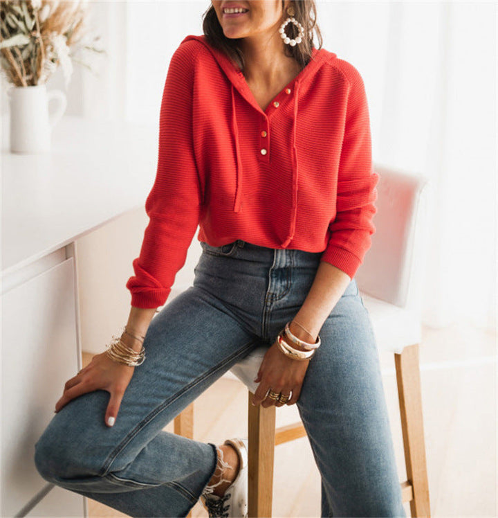 Sabrina | Women's Button Front V-Neck Long Sleeve Top - Black - Image 3
