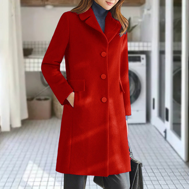 Sabrina | Women's Double Breasted Long Coat - Grey - Image 3