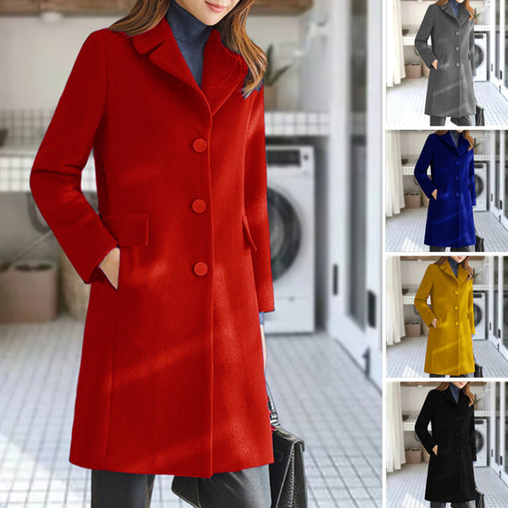 Sabrina | Women's Double Breasted Long Coat - Grey - Image 4