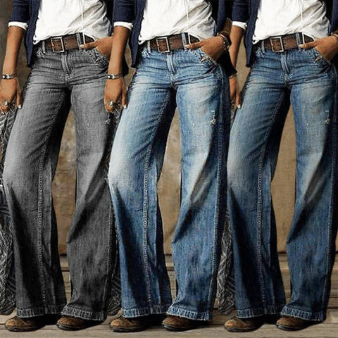 Saskia | Women's High Waist Wide Leg Retro Flare - Light Blue - Image 5
