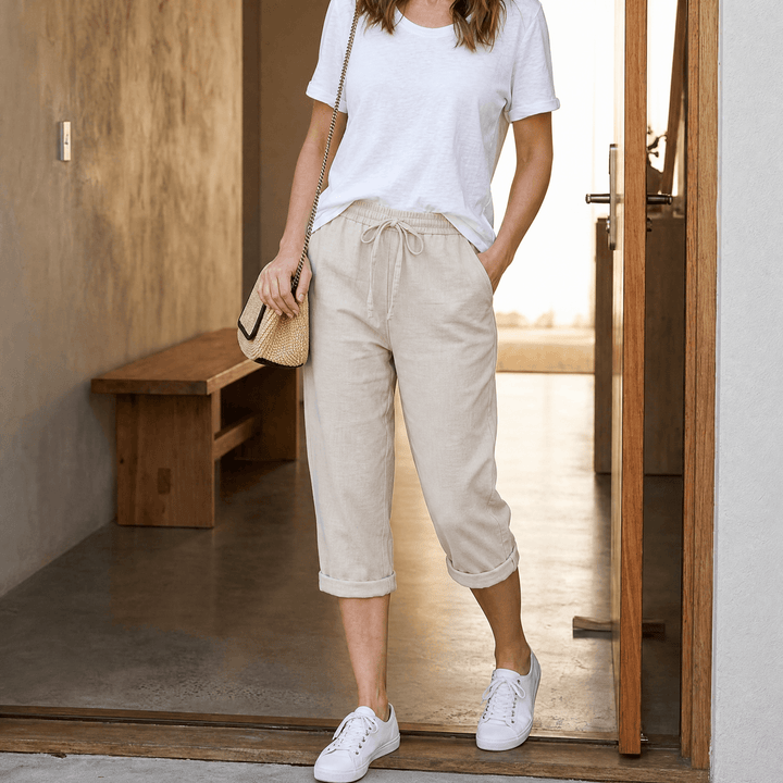 Selavyn | Women's Drawstring Capri Pants - Olive Green - Image 13