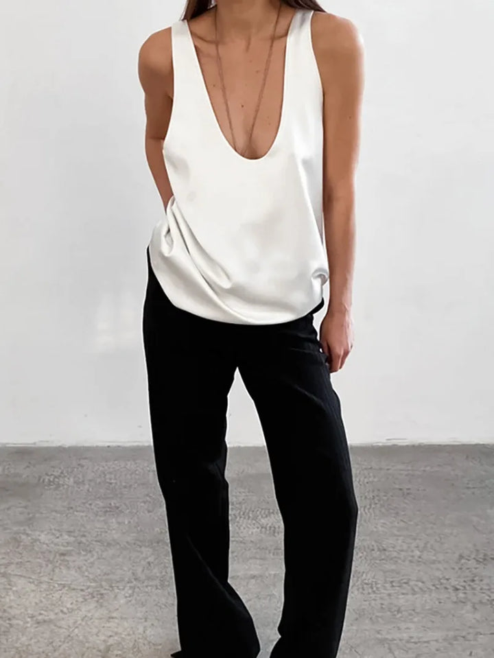 Selvaine | Women's Boho Sleeveless V-Neck Tank Top - White - Image 14