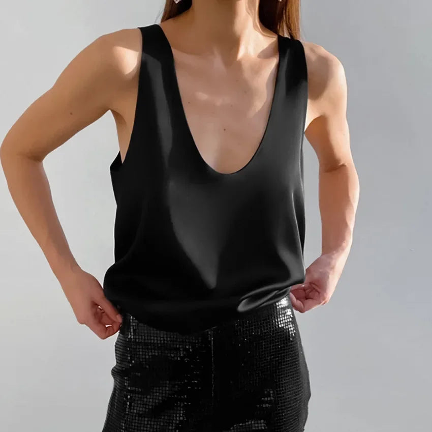 Selvaine | Women's Boho Sleeveless V-Neck Tank Top - White - Image 16