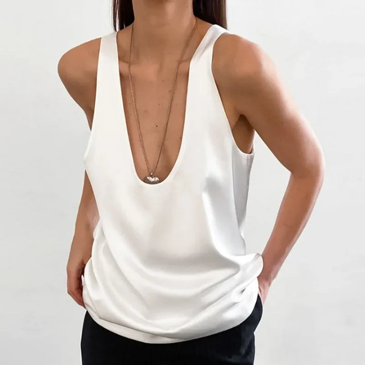 Selvaine | Women's Boho Sleeveless V-Neck Tank Top - White - Image 8