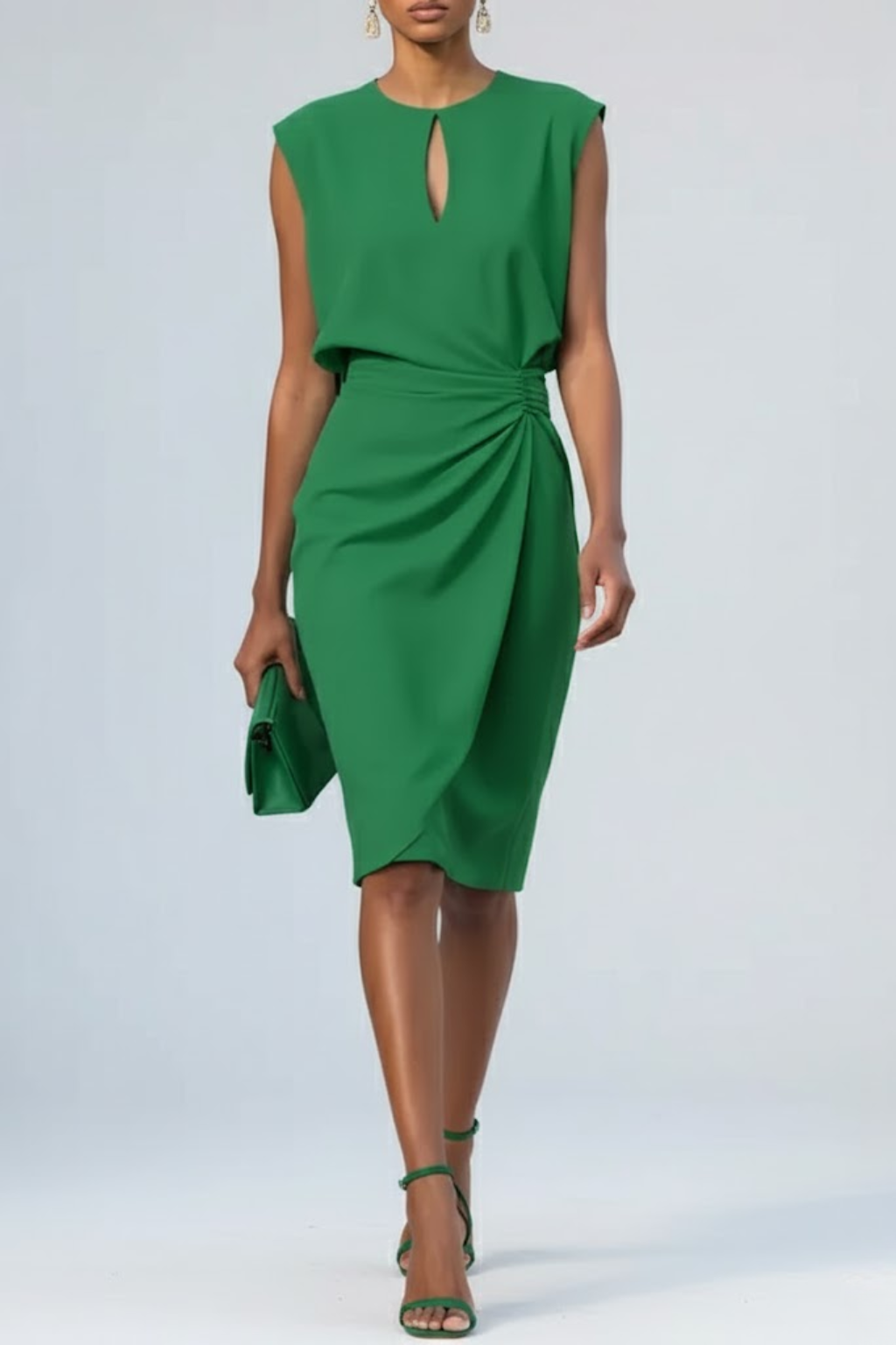 Selvaine | Women's Cocktail Party Dress Keyhole Midi - White - Image 3