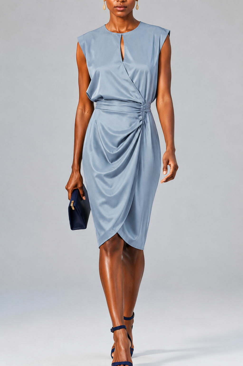 Selvaine | Women's Cocktail Party Dress Keyhole Midi - White - Image 5