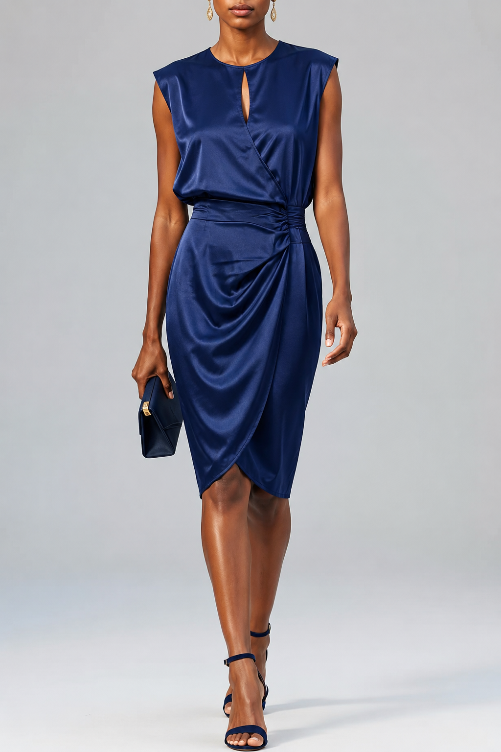 Selvaine | Women's Cocktail Party Dress Keyhole Midi - White - Image 6