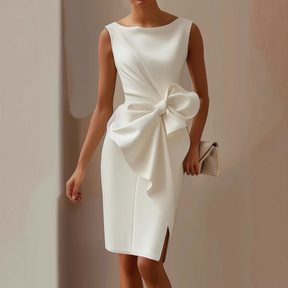 Selvaine | Women's Formal Dress with Statement Bow - Light Pink - Image 2