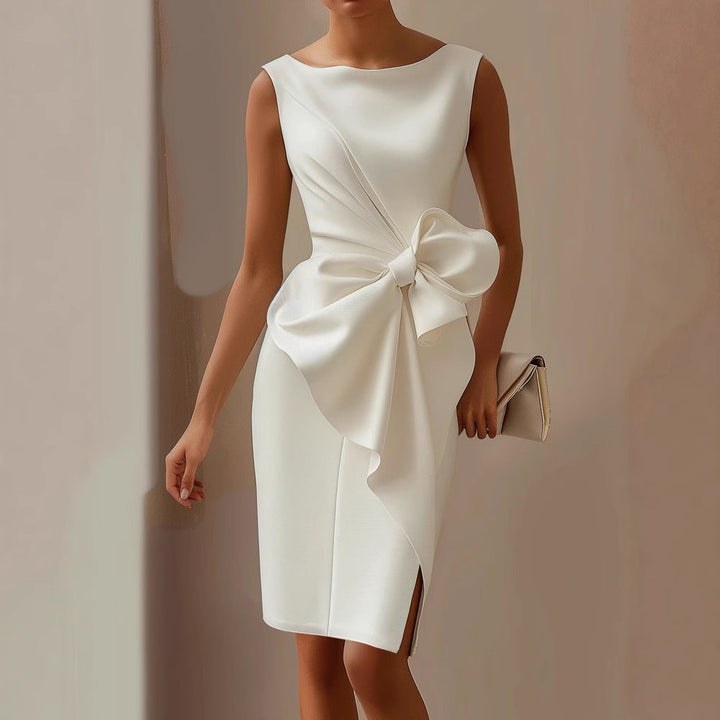 Selvaine | Women's Formal Dress with Statement Bow - Light Pink - Image 2