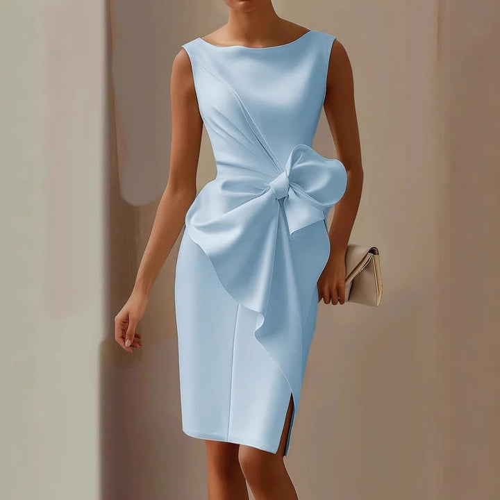 Selvaine | Women's Formal Dress with Statement Bow - Light Pink - Image 3