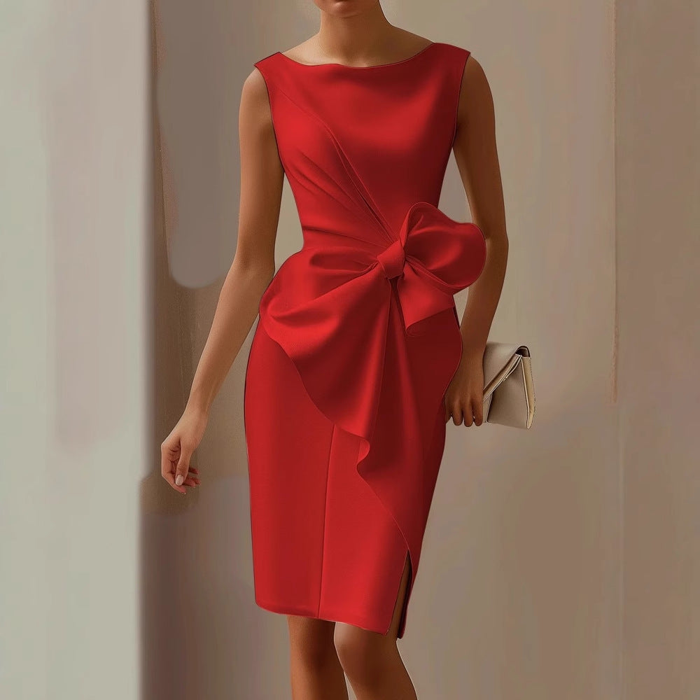 Selvaine | Women's Formal Dress with Statement Bow - Light Pink - Image 4