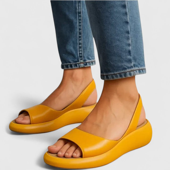 Selvene | Women's Peep Toe Flatform Slingback Sandals - Pink - Image 10