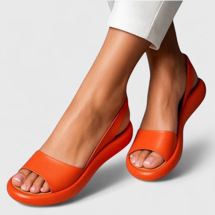 Selvene | Women's Peep Toe Flatform Slingback Sandals - Pink - Image 2