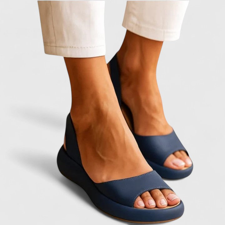 Selvene | Women's Peep Toe Flatform Slingback Sandals - Pink - Image 3
