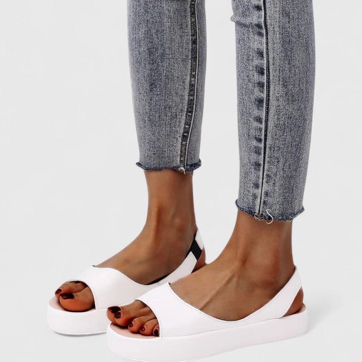 Selvene | Women's Peep Toe Flatform Slingback Sandals - Pink - Image 6