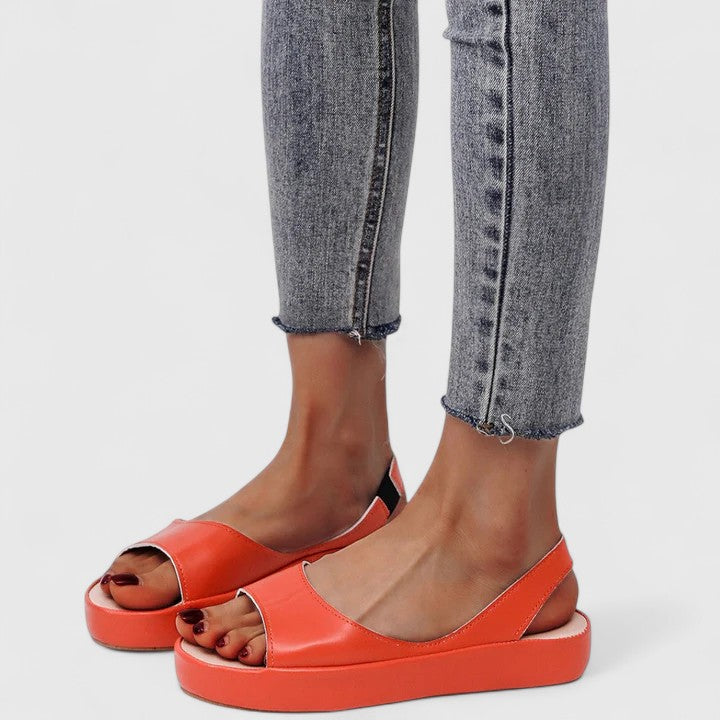 Selvene | Women's Peep Toe Flatform Slingback Sandals - Pink - Image 7