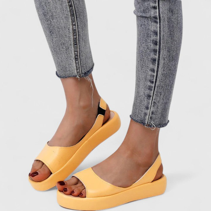 Selvene | Women's Peep Toe Flatform Slingback Sandals - Pink - Image 8