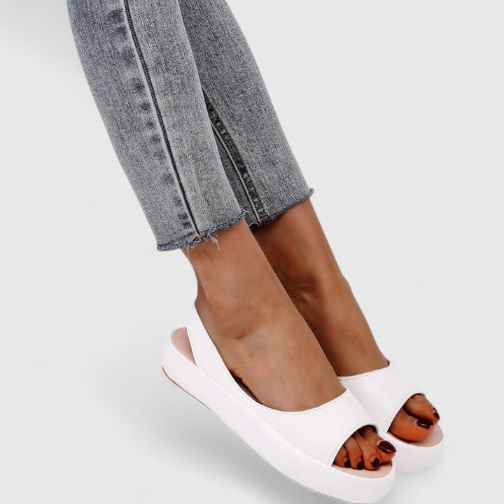Selvene | Women's Peep Toe Flatform Slingback Sandals - Pink - Image 9