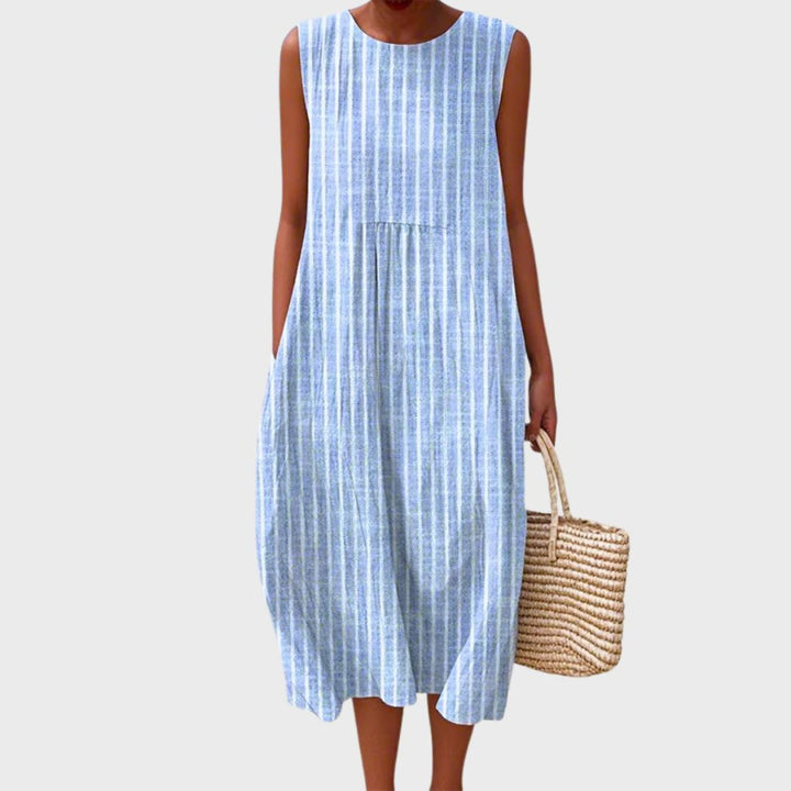 Selvene | Women's Sleeveless Summer Midi Dress - Image 4
