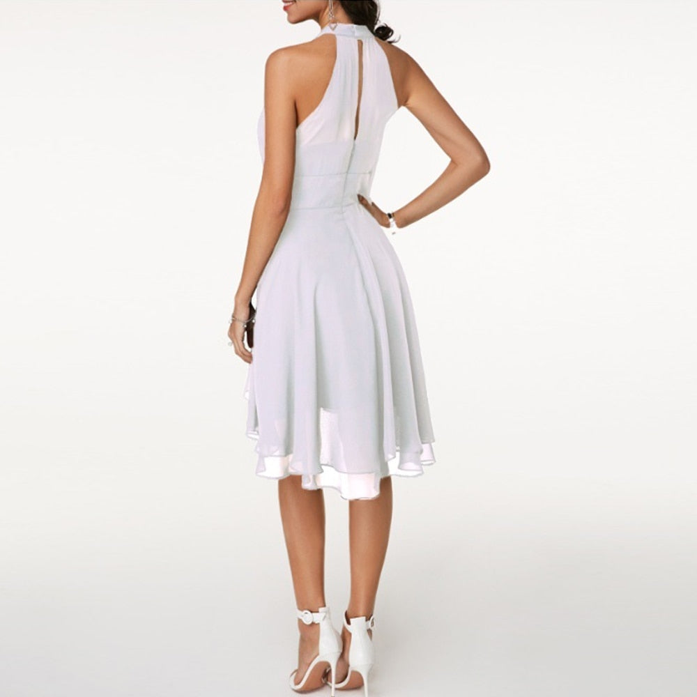 Selvinda | Women's Cocktail Party Dress Halter Tiered - Black - Image 7