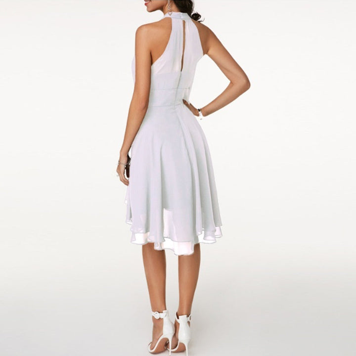 Selvinda | Women's Cocktail Party Dress Halter Tiered - Black - Image 7