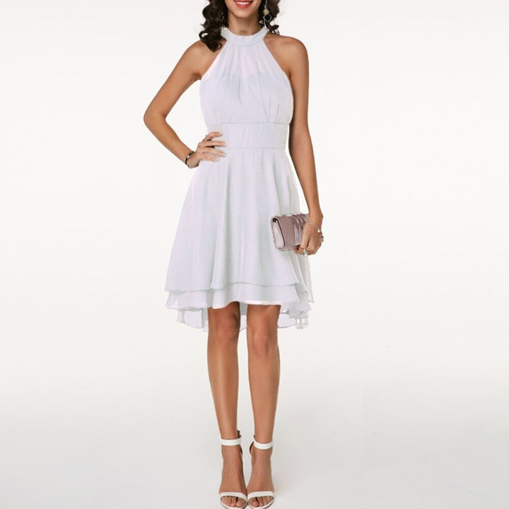 Selvinda | Women's Cocktail Party Dress Halter Tiered - Black - Image 8