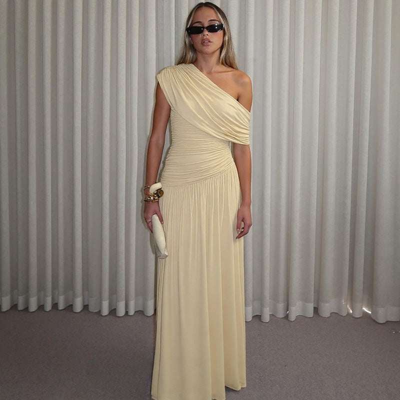 Selvonne | Women's One-Shoulder Maxi Dress - Cream - Image 1