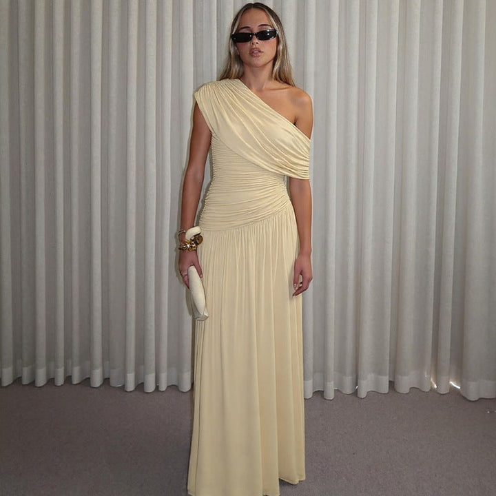 Selvonne | Women's One-Shoulder Maxi Dress - Cream - Image 1