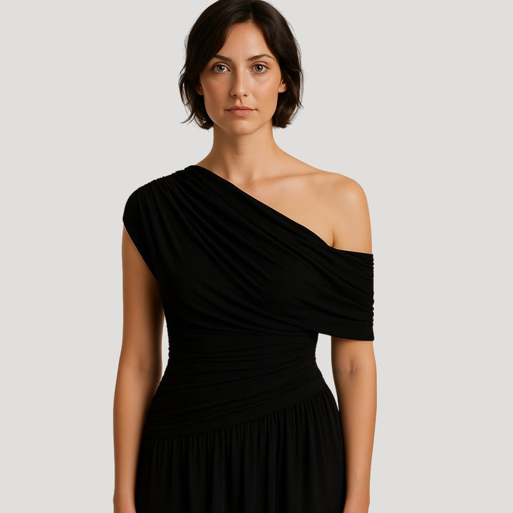 Selvonne | Women's One-Shoulder Maxi Dress - Cream - Image 2