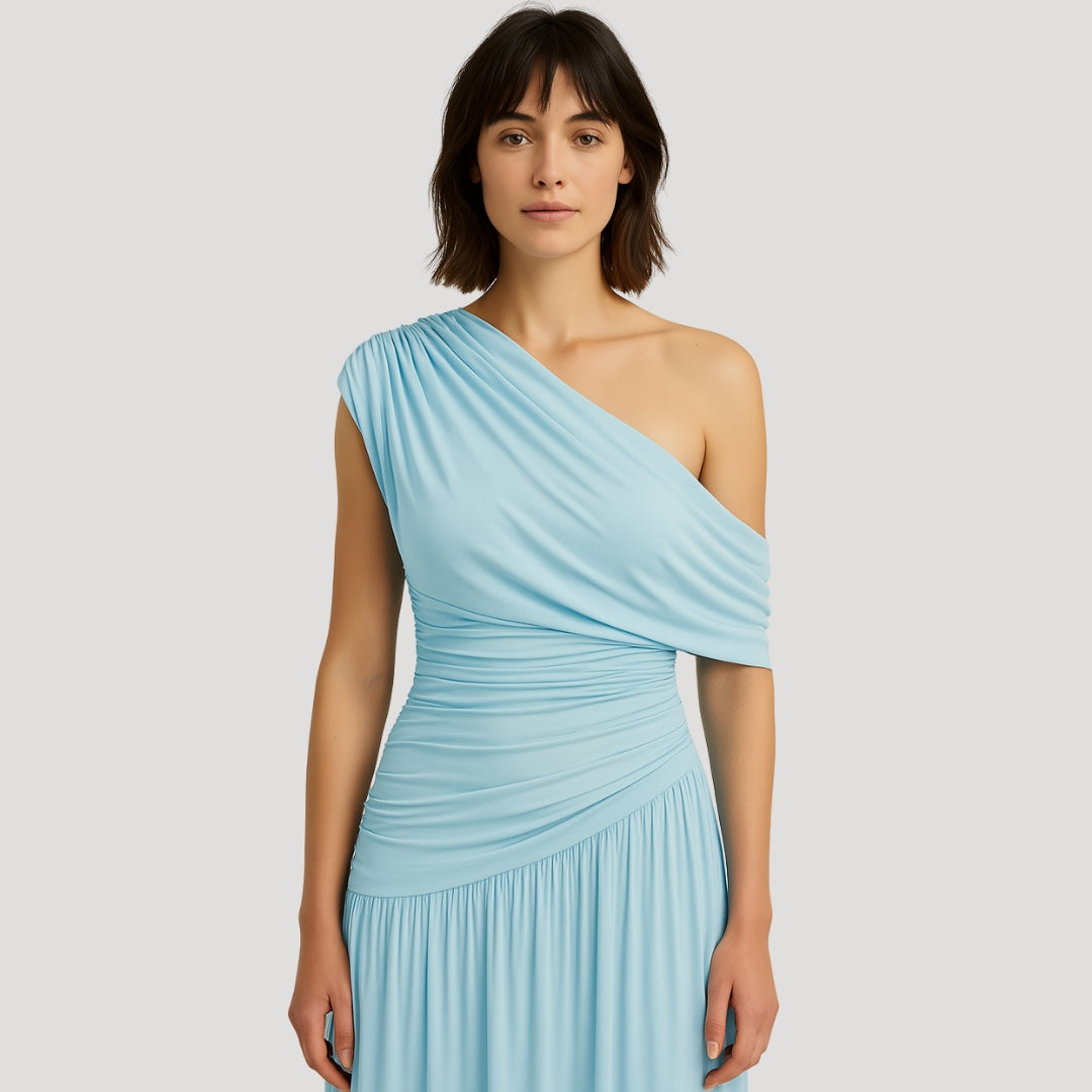 Selvonne | Women's One-Shoulder Maxi Dress - Cream - Image 3