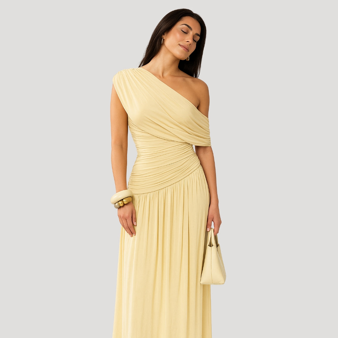 Selvonne | Women's One-Shoulder Maxi Dress - Cream - Image 5