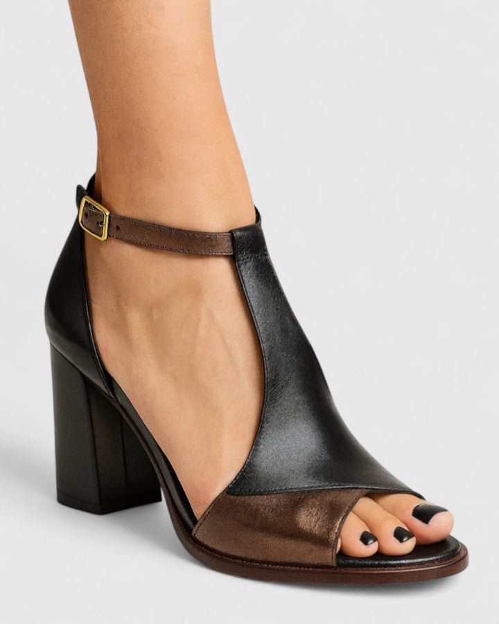 Selvorne | Women's Block Heel Sandals Open Toe - Black - Image 1