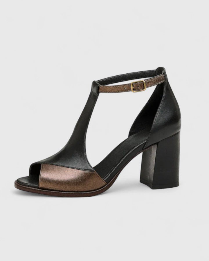 Selvorne | Women's Block Heel Sandals Open Toe - Black - Image 2