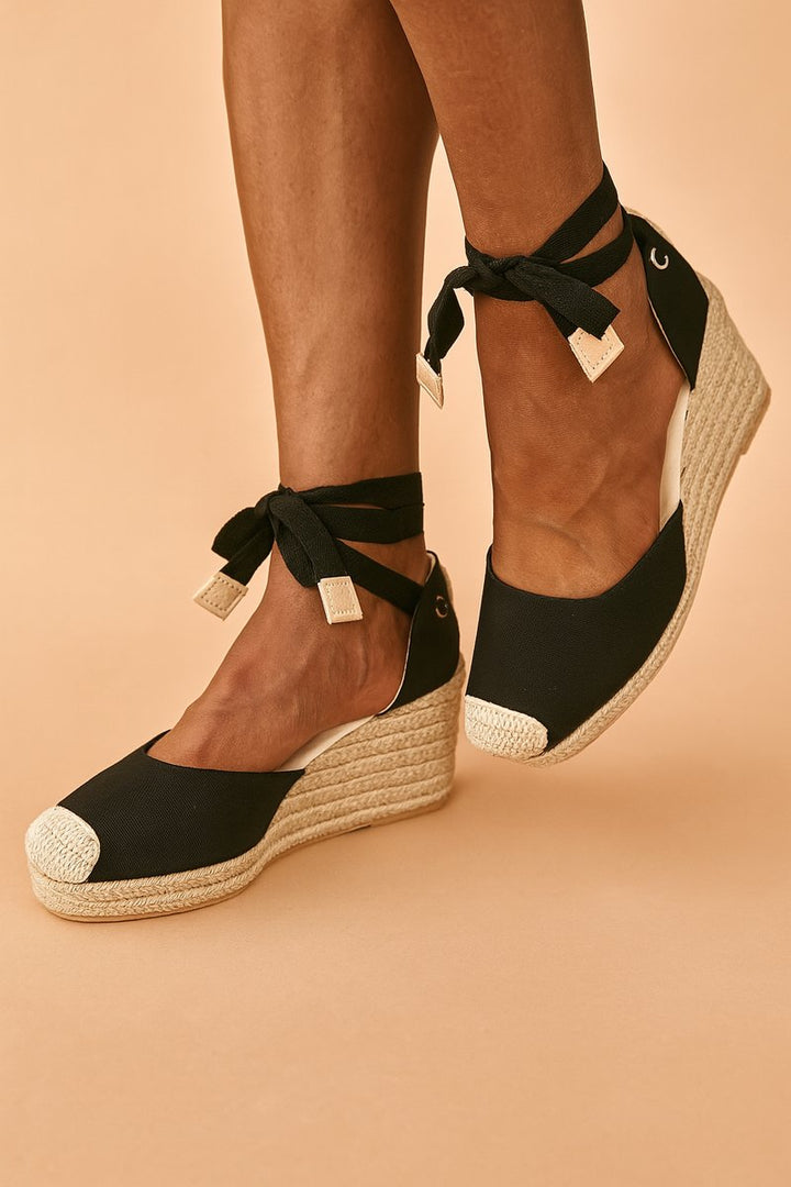 Selvorne | Women's Espadrille Wedge Sandals Ankle Tie - Image 3