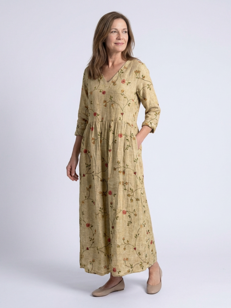 Selvorne | Women's Maxi Summer Dress with Pockets - Green - Image 2