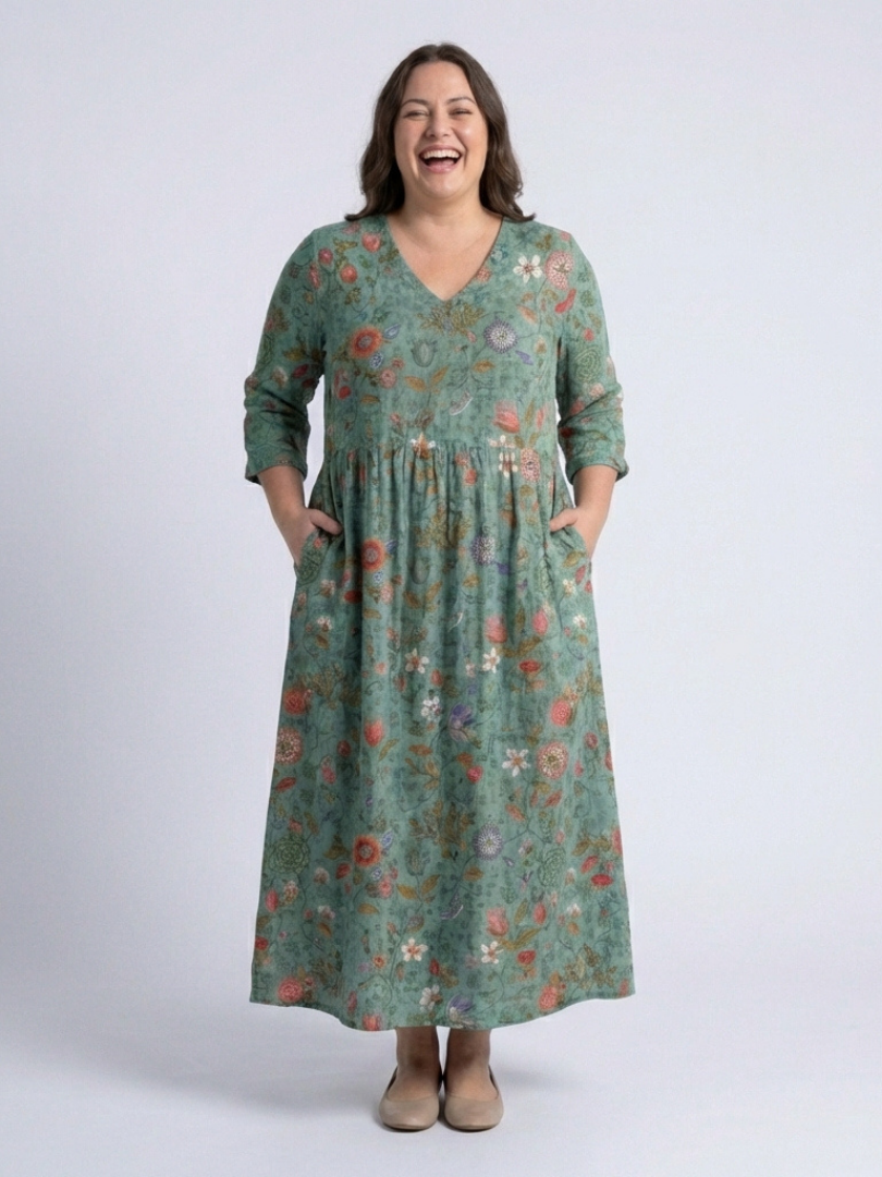 Selvorne | Women's Maxi Summer Dress with Pockets - Green - Image 5