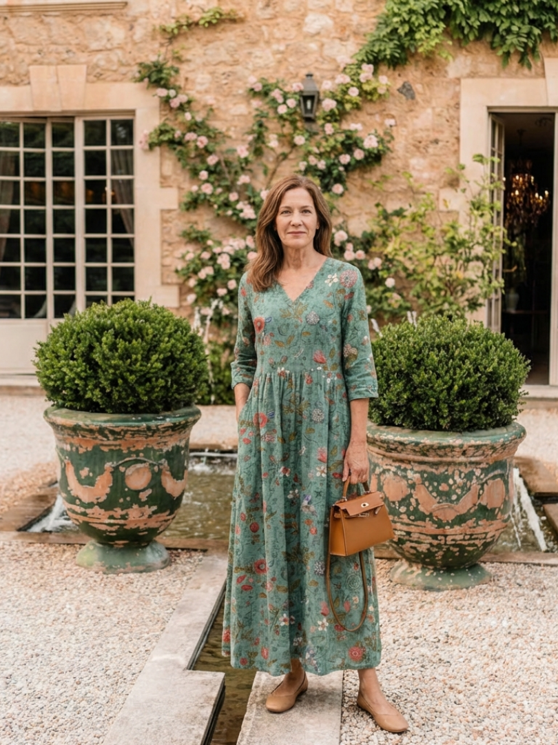 Selvorne | Women's Maxi Summer Dress with Pockets - Green - Image 7