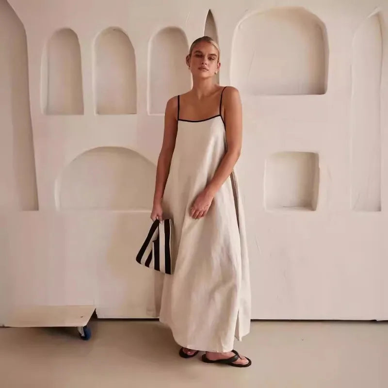 Selvorne | Women's Sleeveless Maxi Dress - Beige - Image 1