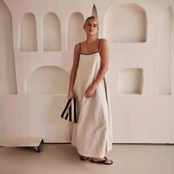 Selvorne | Women's Sleeveless Maxi Dress - Beige - Image 1