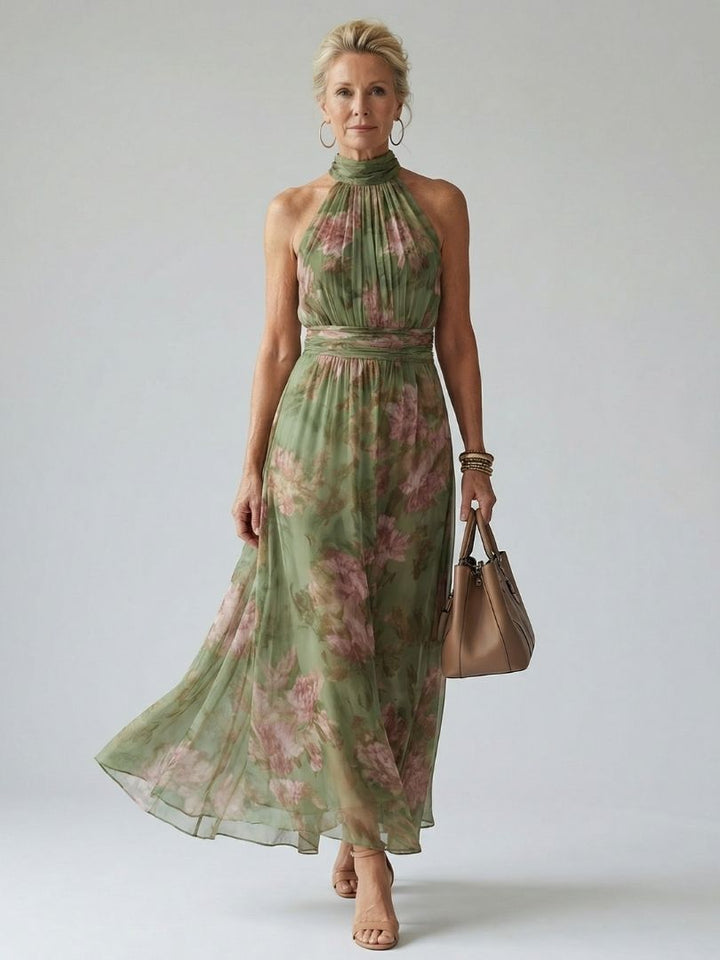 Seraphel | Women's Floral Halter Midi Dress - Floral - Image 1