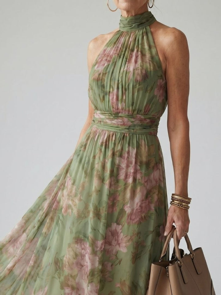 Seraphel | Women's Floral Halter Midi Dress - Floral - Image 2
